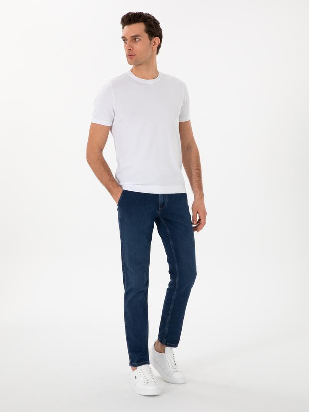 Lacivert Slim Fit Pamuk Karışımlı Jean Pantolon