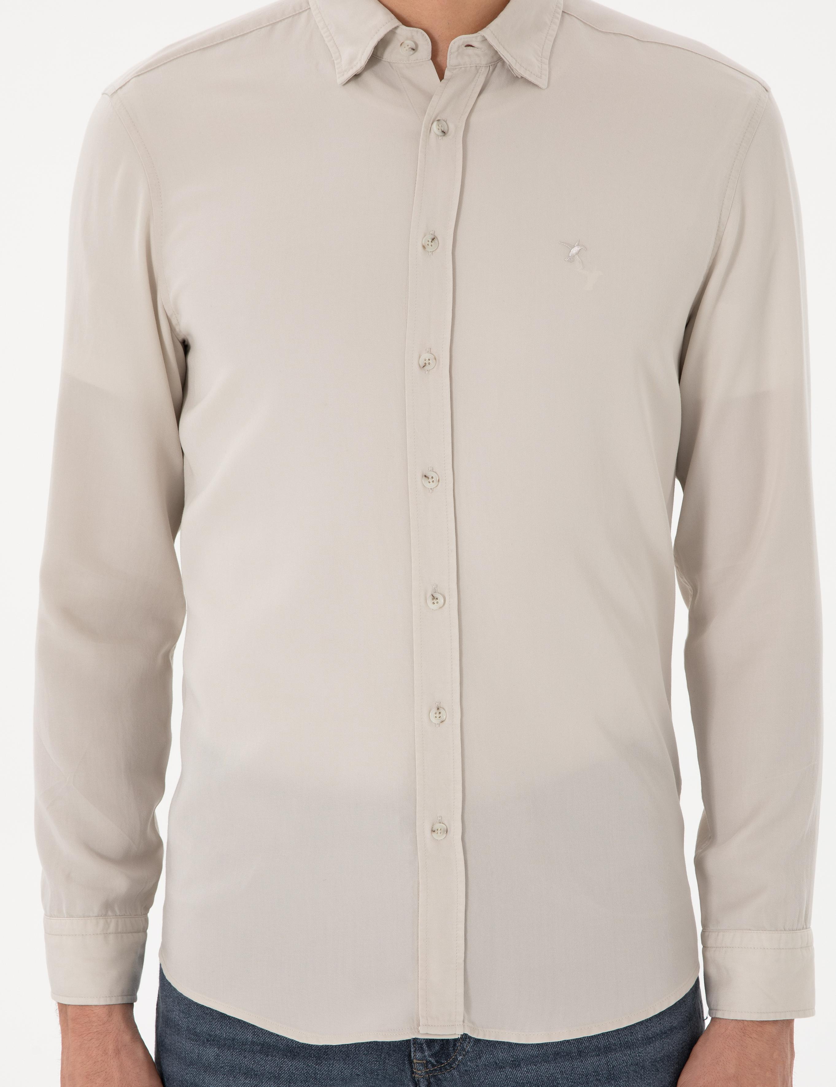 Bej Regular Fit Alttan Biritli Liyosel Gömlek - 50300590058