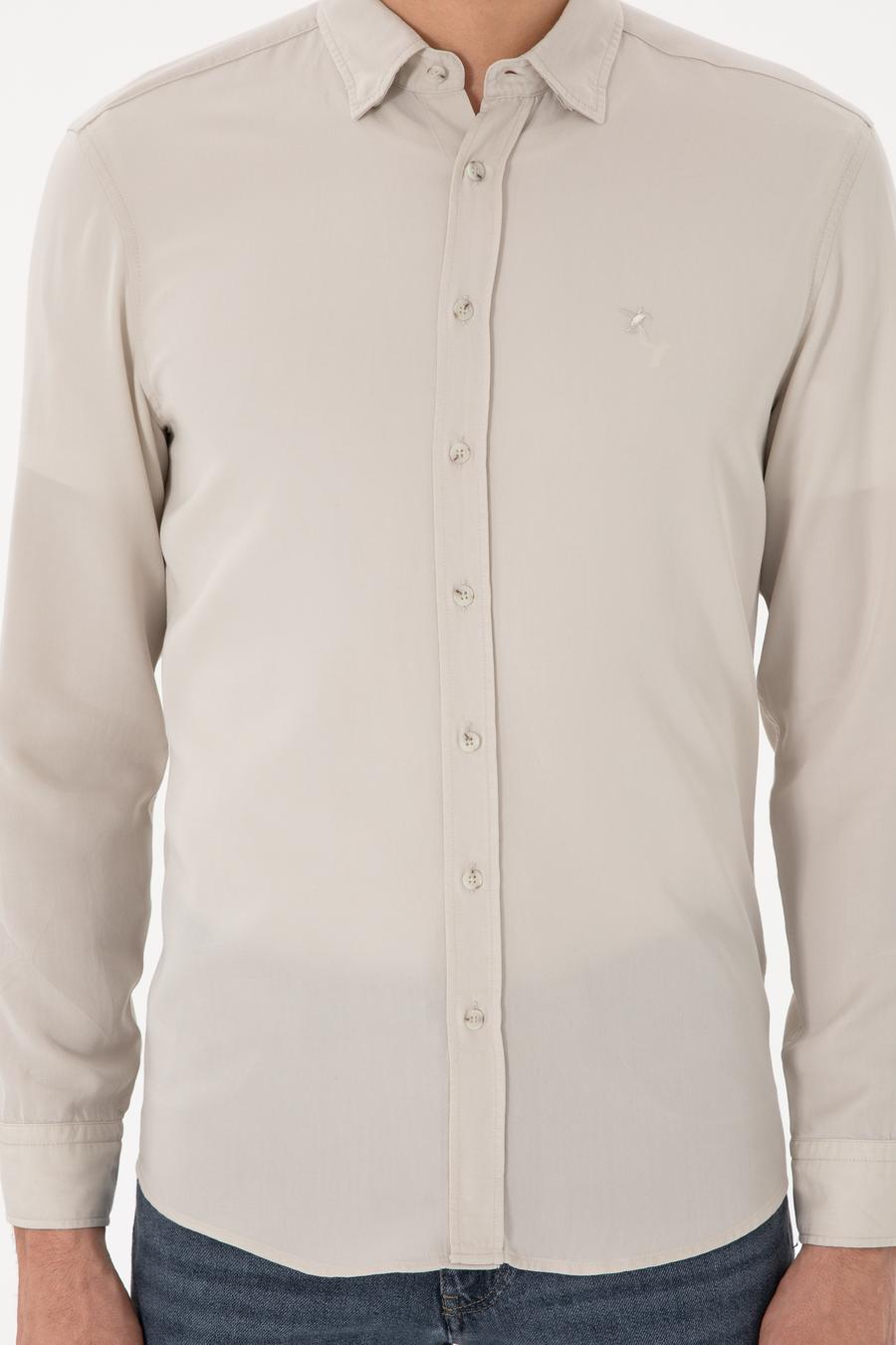 Bej Regular Fit Alttan Biritli Liyosel Gömlek - 50300590058