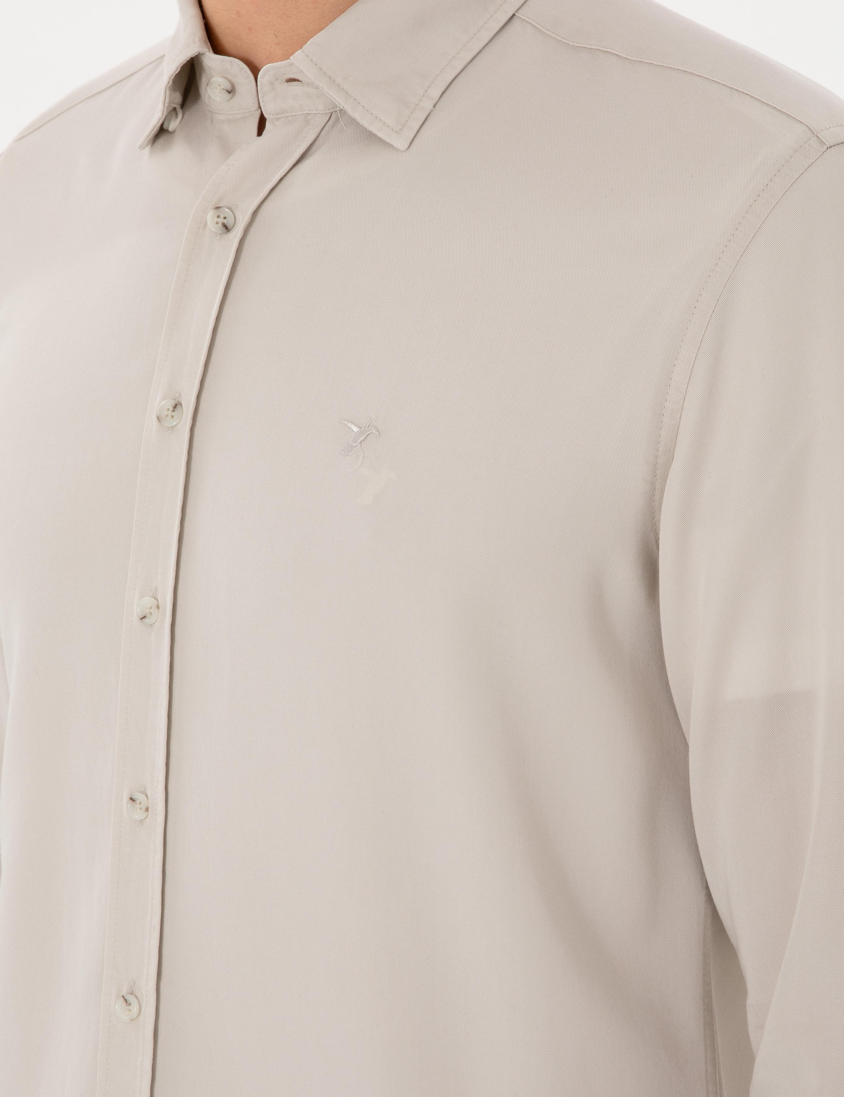 Bej Regular Fit Alttan Biritli Liyosel Gömlek - 50300590058