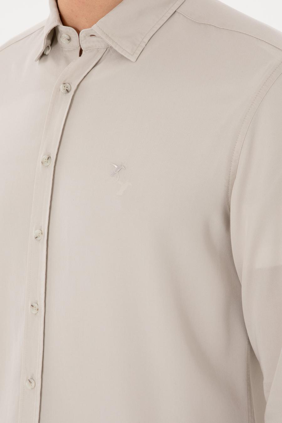 Bej Regular Fit Alttan Biritli Liyosel Gömlek - 50300590058