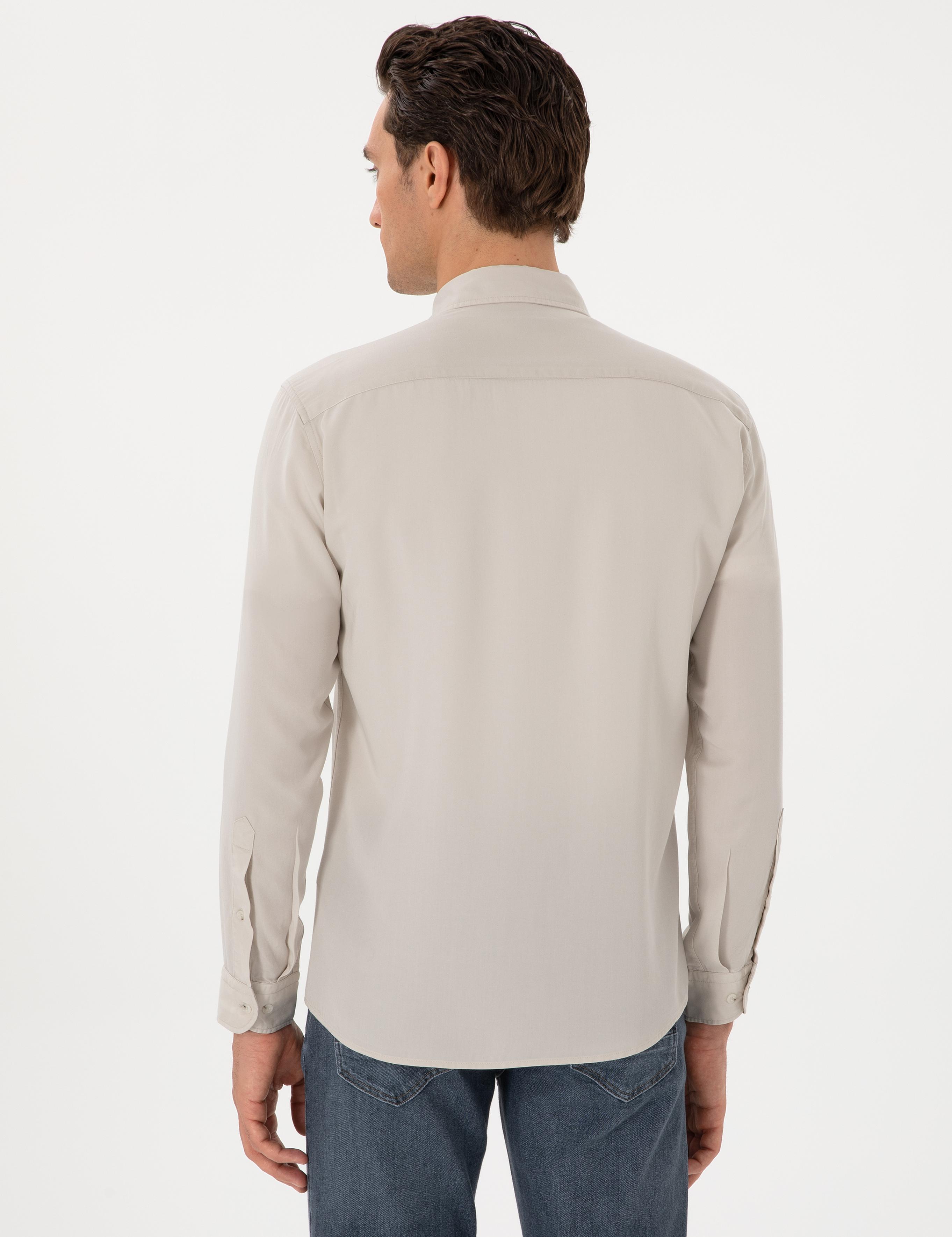 Bej Regular Fit Alttan Biritli Liyosel Gömlek - 50300590058