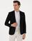 Siyah Slim Fit Dokulu Yün Karışımlı Ceket