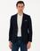 Koyu Lacivert Slim Fit Dokulu Yün Karışımlı Ceket