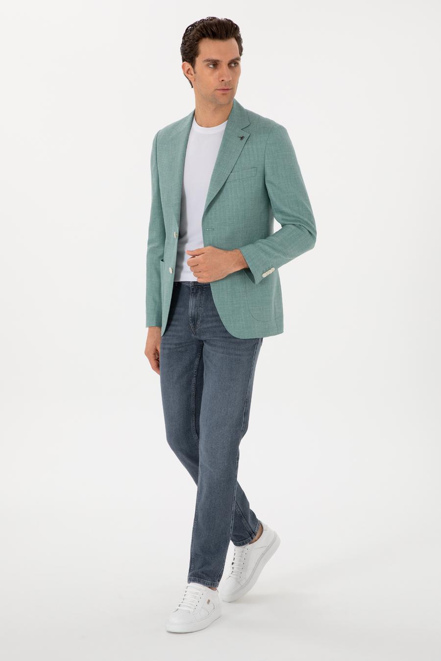 Mint Slim Fit Yün İpek Karışımlı Blazer Ceket - 50300914017