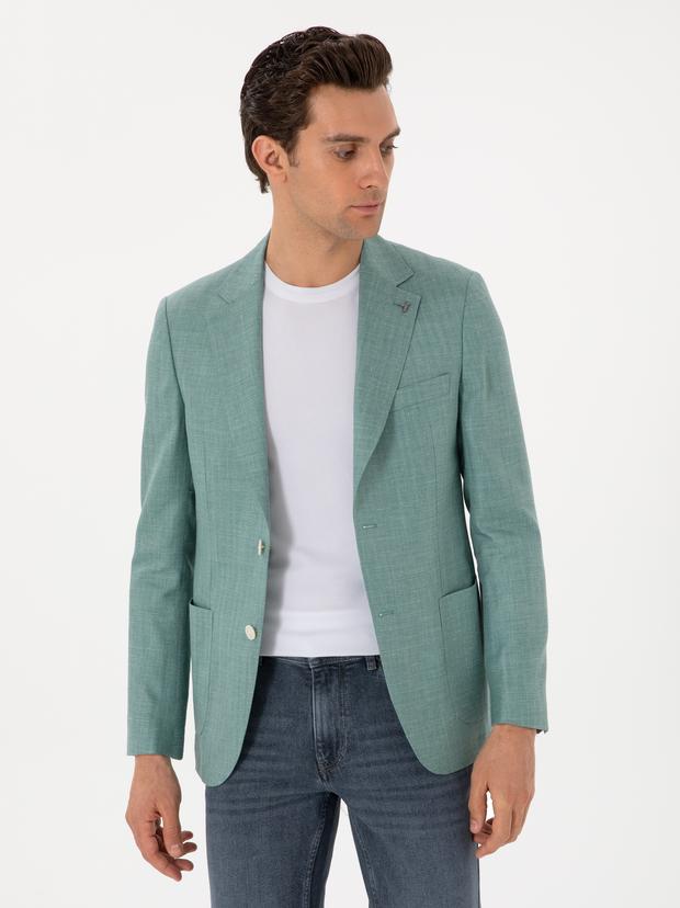 Mint Slim Fit Yün İpek Karışımlı Blazer Ceket