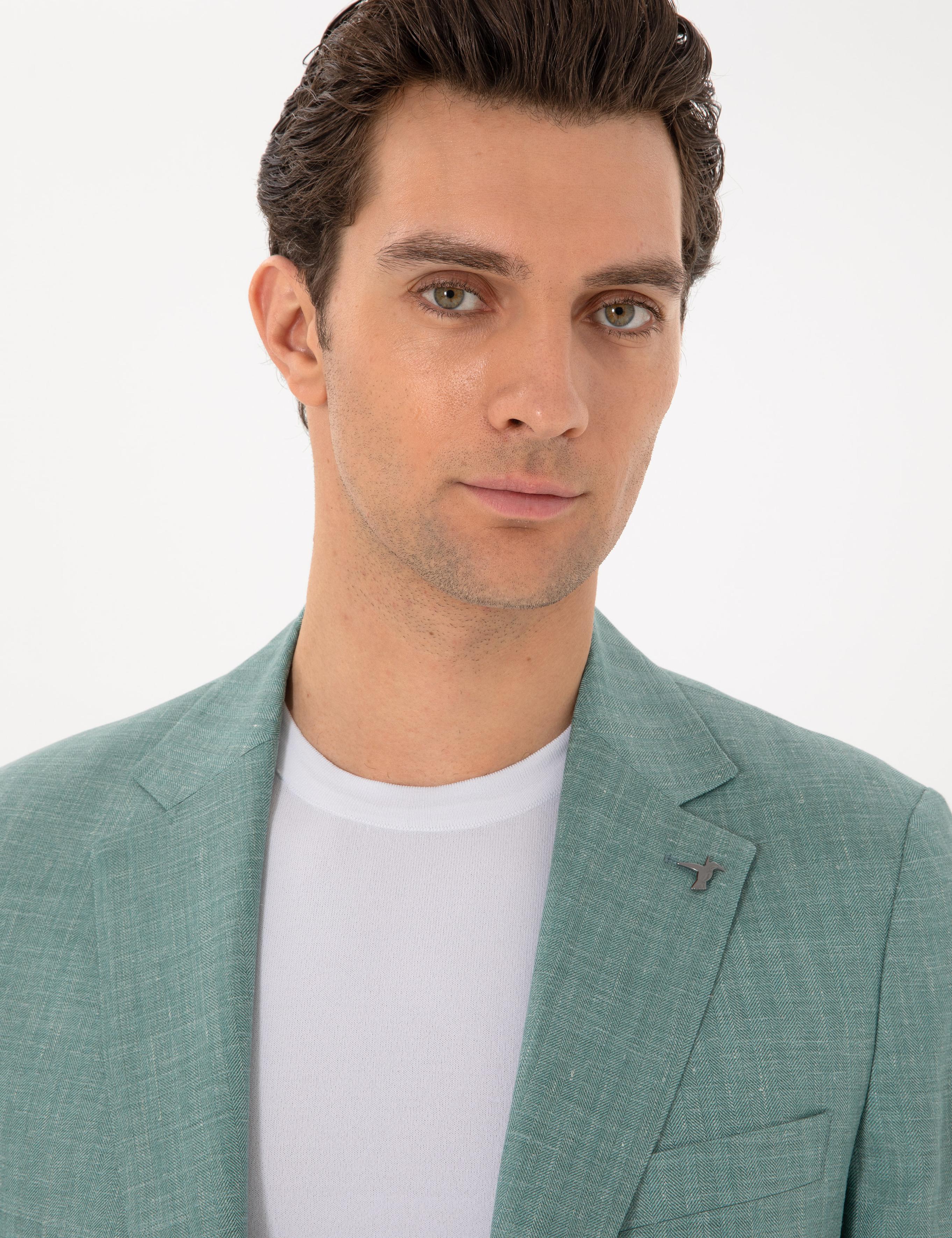 Mint Slim Fit Yün İpek Karışımlı Blazer Ceket - 50300914017