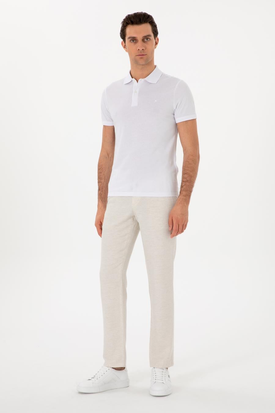 Beyaz Slim Fit Pamuk Polo Yaka T-shirt - 50300716005
