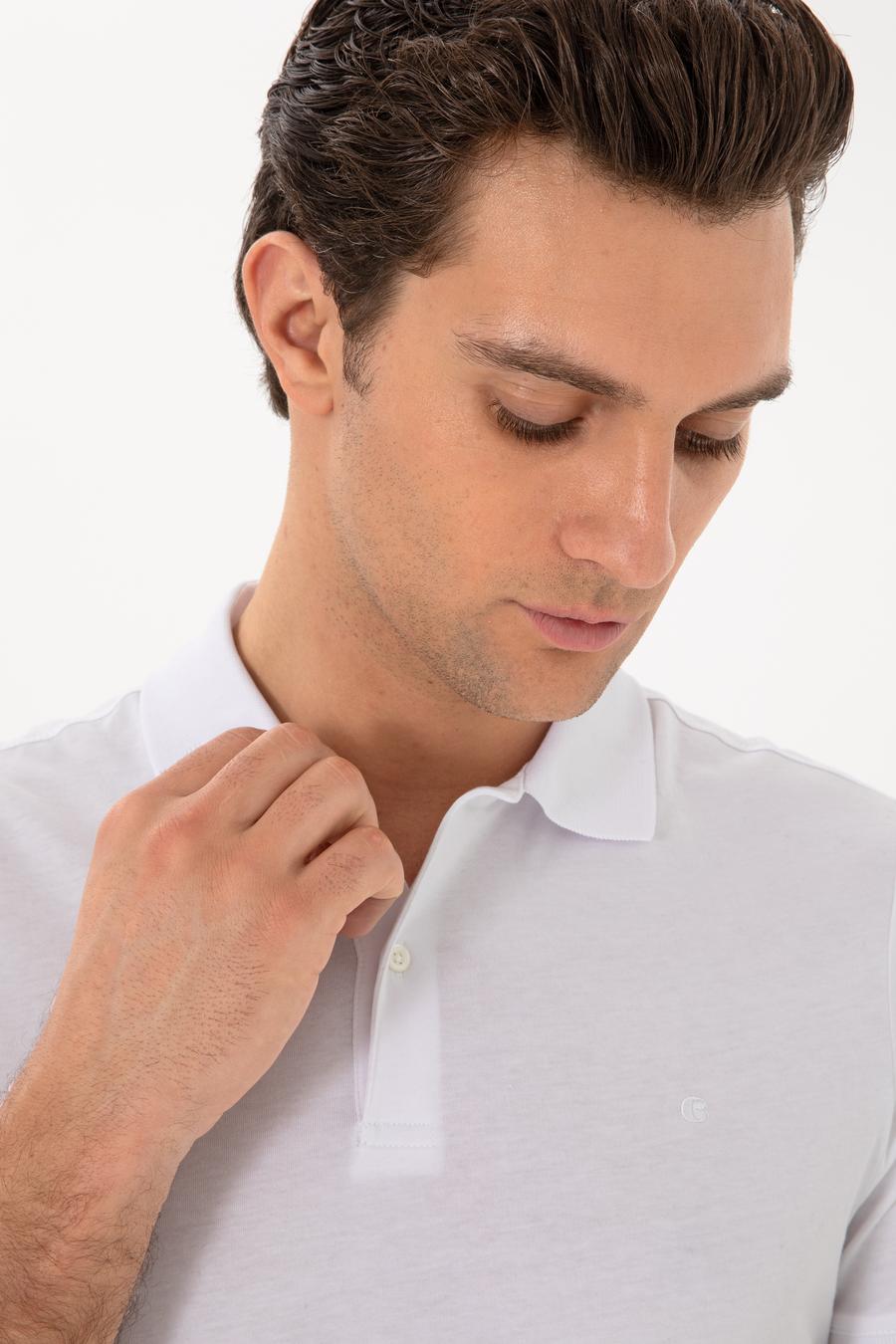 Beyaz Slim Fit Pamuk Polo Yaka T-shirt - 50300716005
