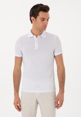 Beyaz Slim Fit Pamuk Polo Yaka T-shirt