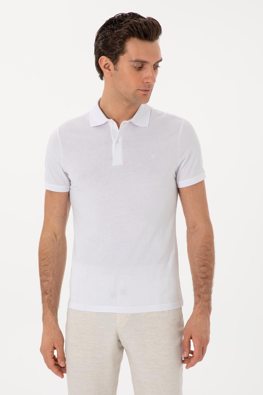 Beyaz Slim Fit Pamuk Polo Yaka T-shirt - 50300716005