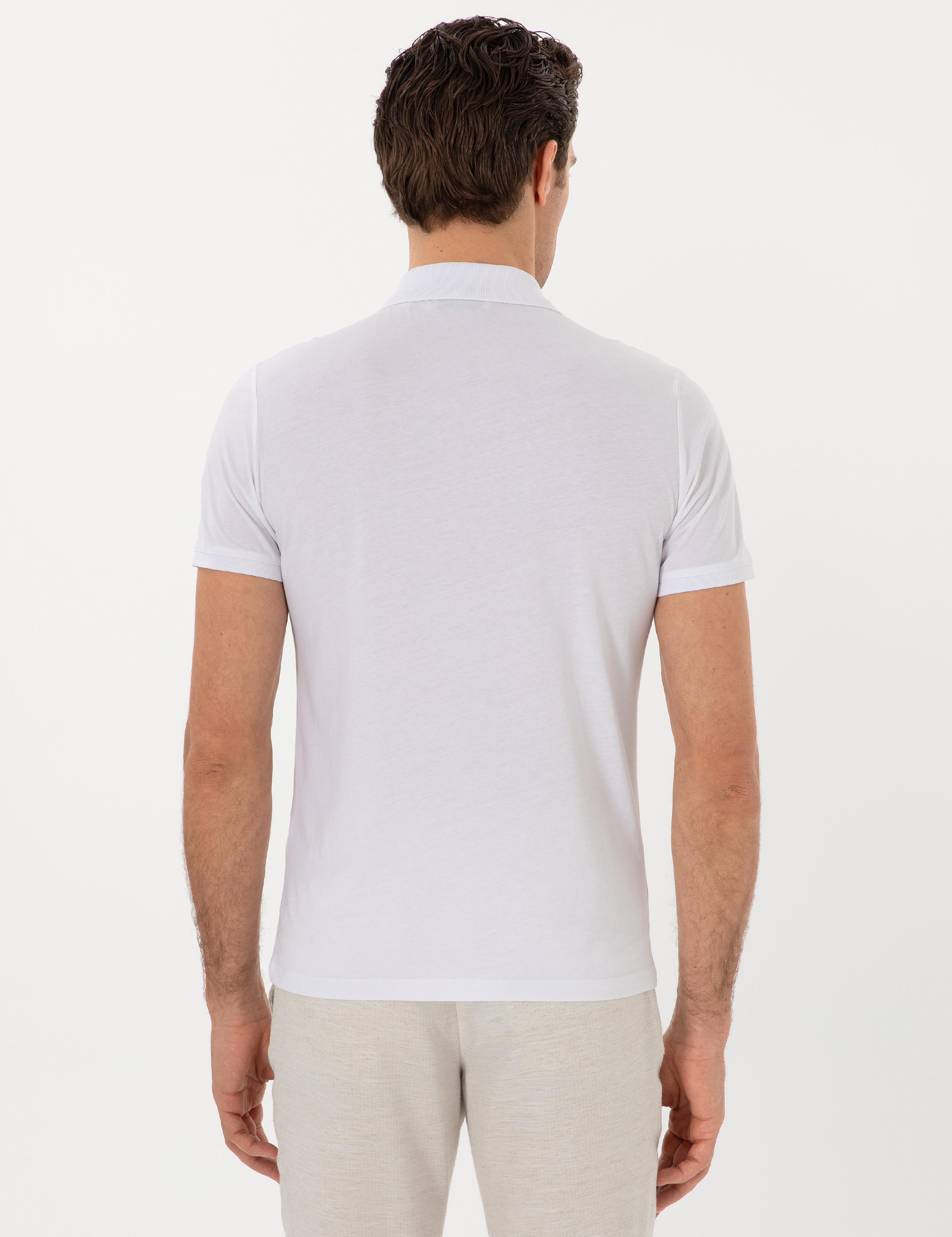 Beyaz Slim Fit Pamuk Polo Yaka T-shirt - 50300716005