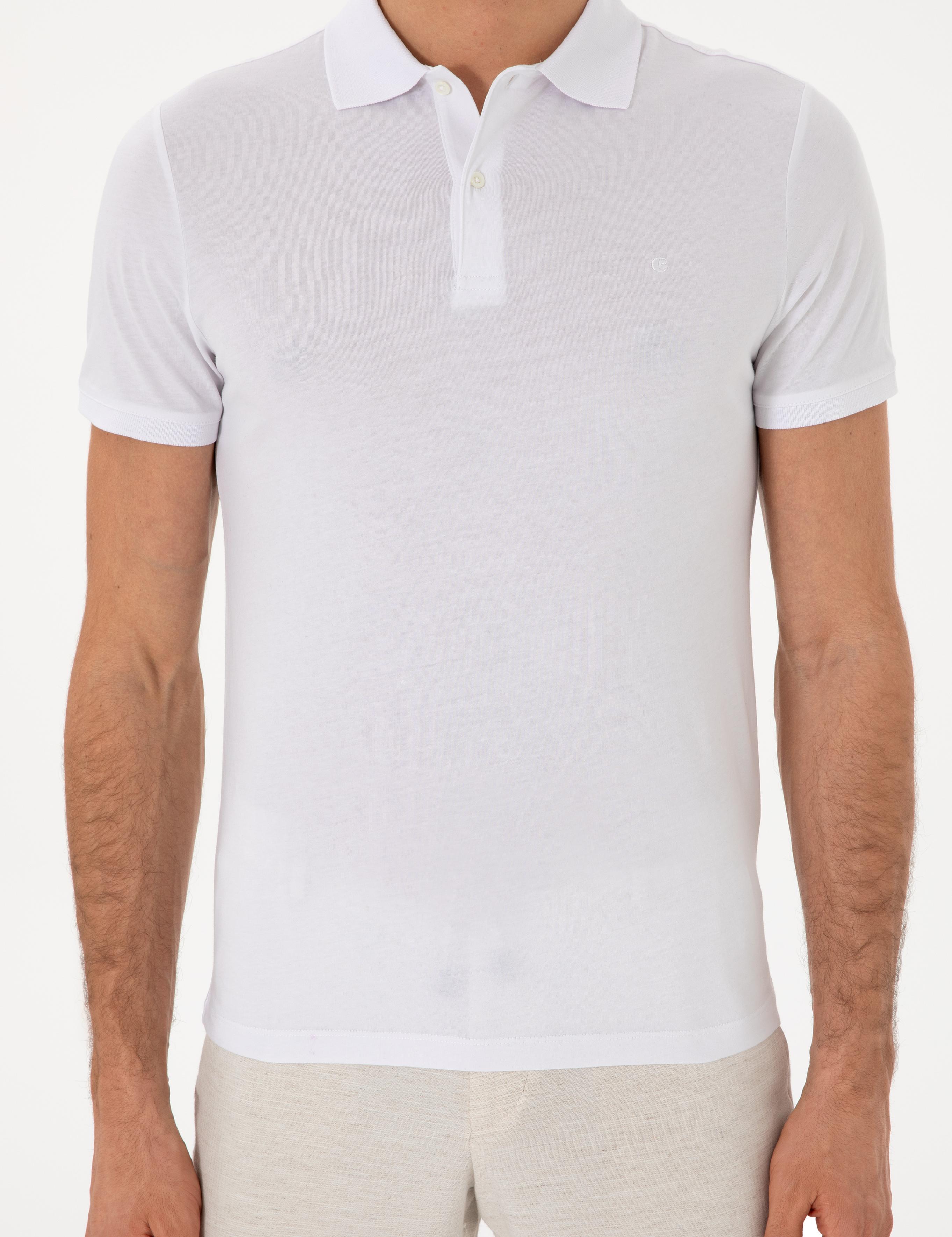 Beyaz Slim Fit Pamuk Polo Yaka T-shirt - 50300716005
