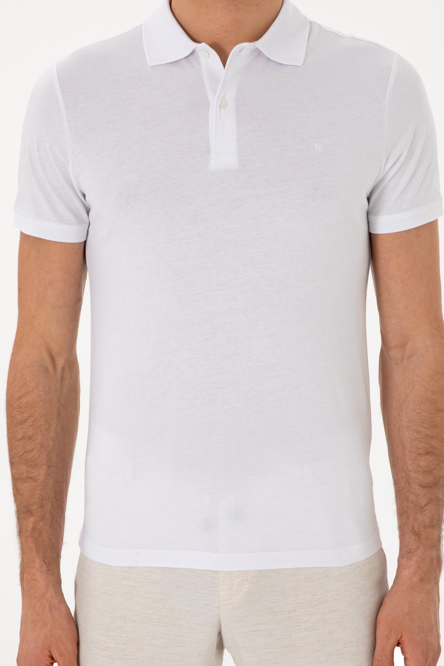 Beyaz Slim Fit Pamuk Polo Yaka T-shirt - 50300716005