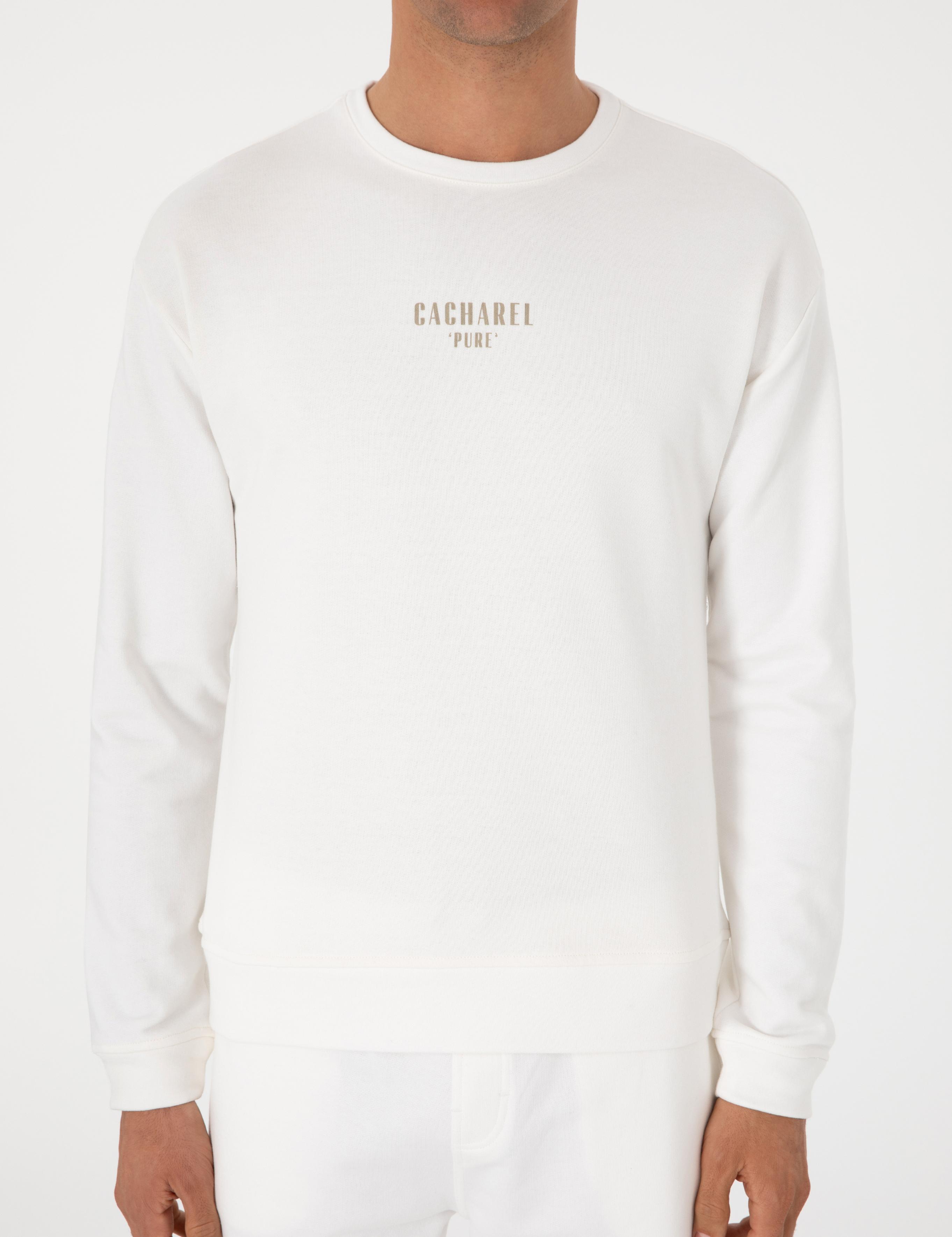 Ekru Comfort Fit Bisiklet Yaka Sweatshirt - 50302482018