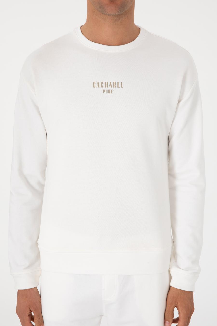 Ekru Comfort Fit Bisiklet Yaka Sweatshirt - 50302482018