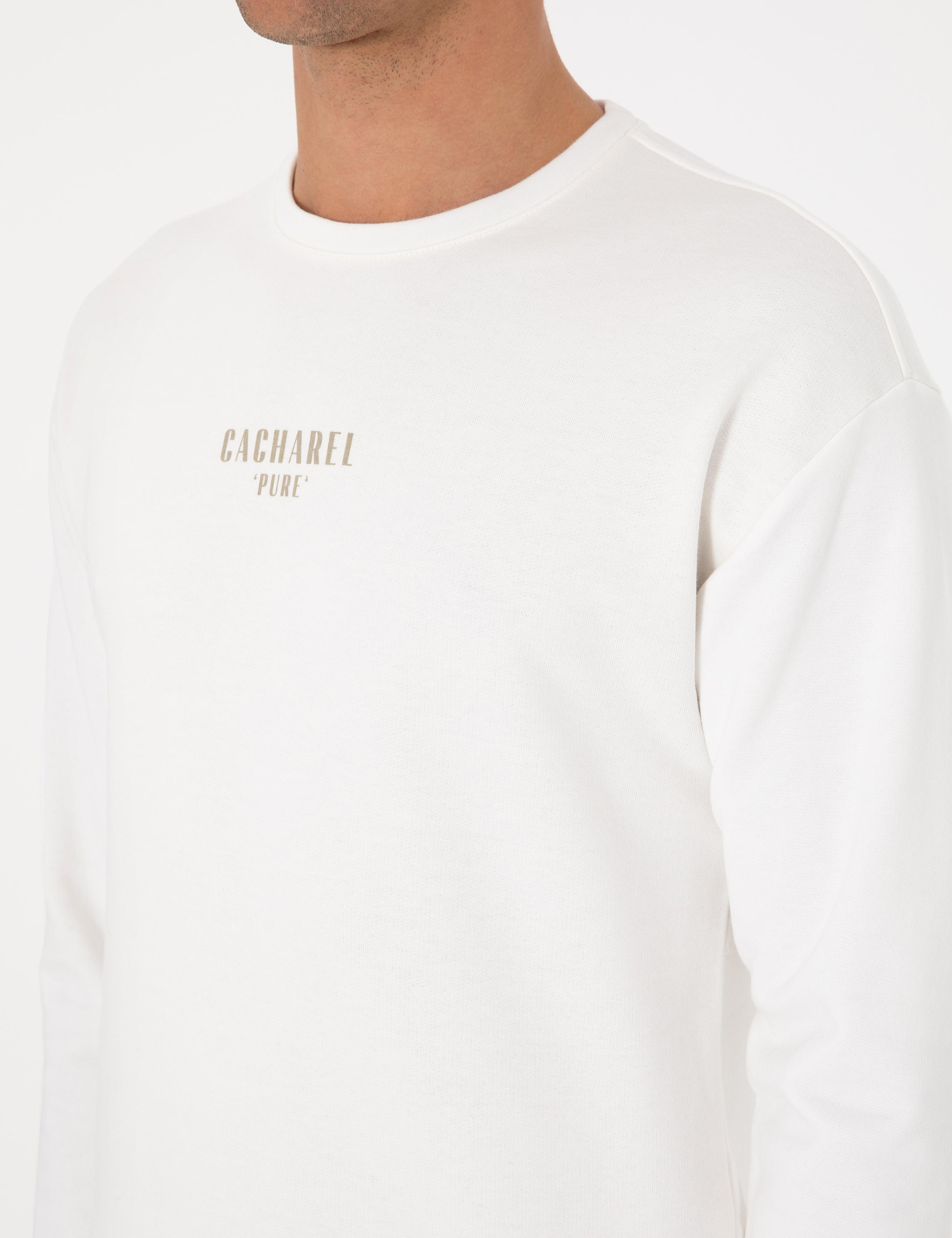 Ekru Comfort Fit Bisiklet Yaka Sweatshirt - 50302482018