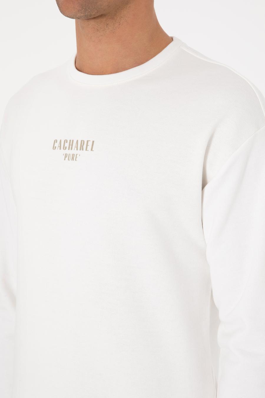 Ekru Comfort Fit Bisiklet Yaka Sweatshirt - 50302482018
