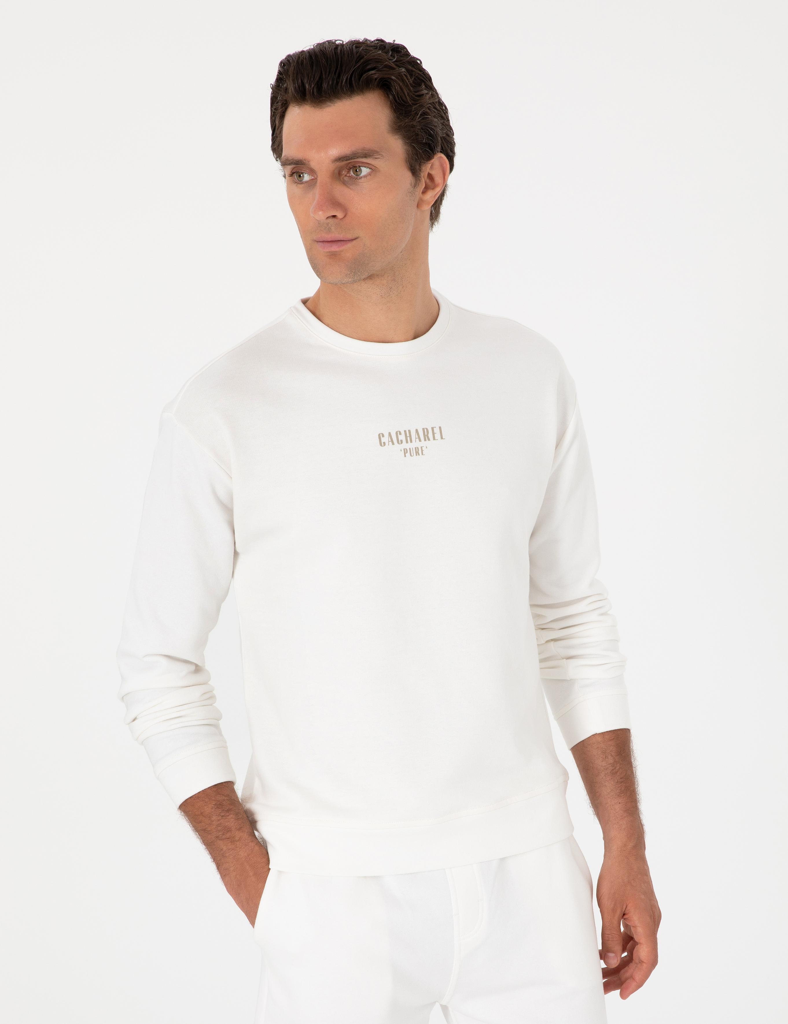 Ekru Comfort Fit Bisiklet Yaka Sweatshirt - 50302482018
