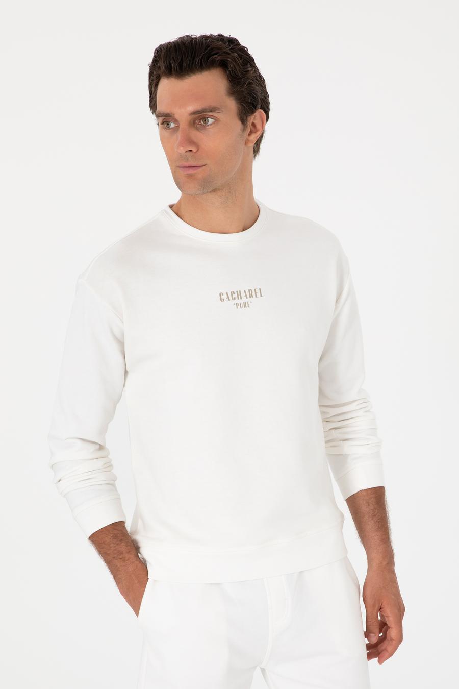 Ekru Comfort Fit Bisiklet Yaka Sweatshirt - 50302482018