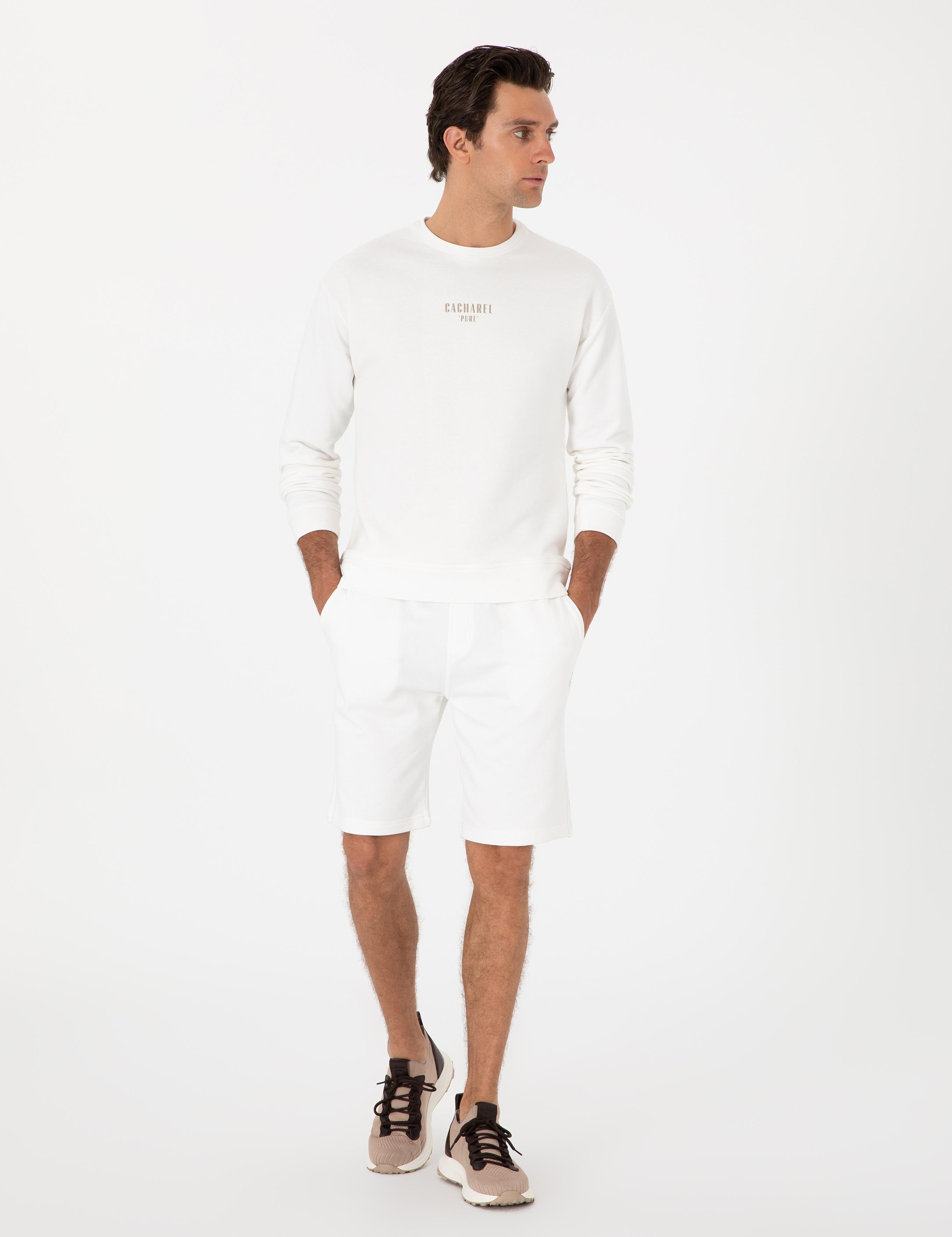 Ekru Comfort Fit Bisiklet Yaka Sweatshirt - 50302482018