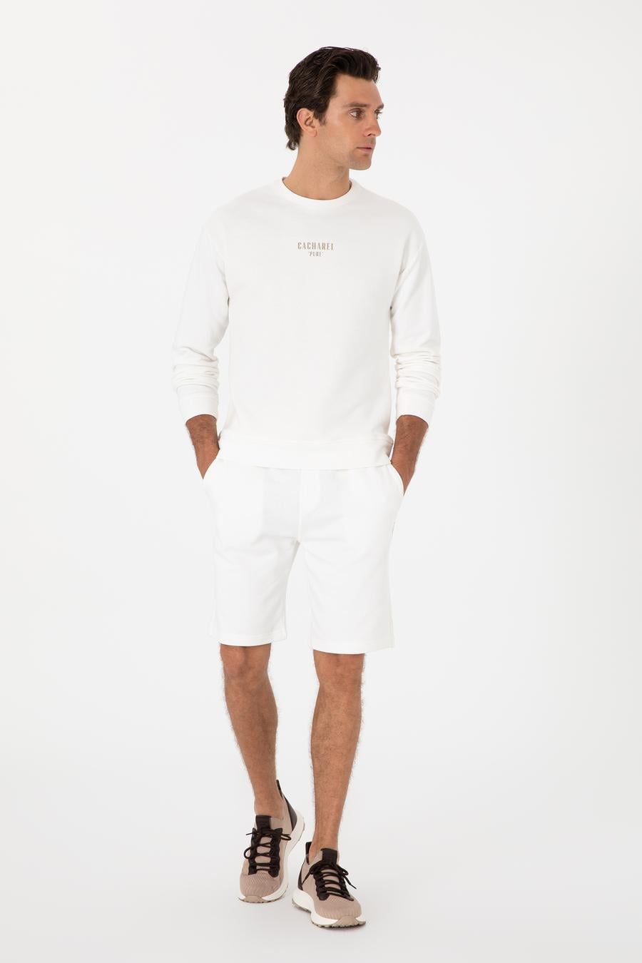 Ekru Comfort Fit Bisiklet Yaka Sweatshirt - 50302482018