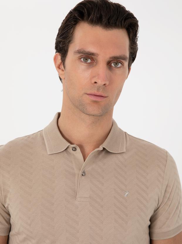 Vizon Slim Fit Desenli Polo Yaka T-shirt