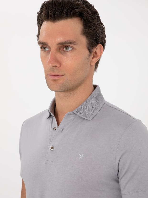Taş Slim Fit Desenli Polo Yaka T-shirt