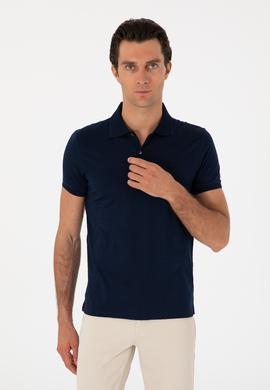 Lacivert Slim Fit Desenli Polo Yaka T-shirt