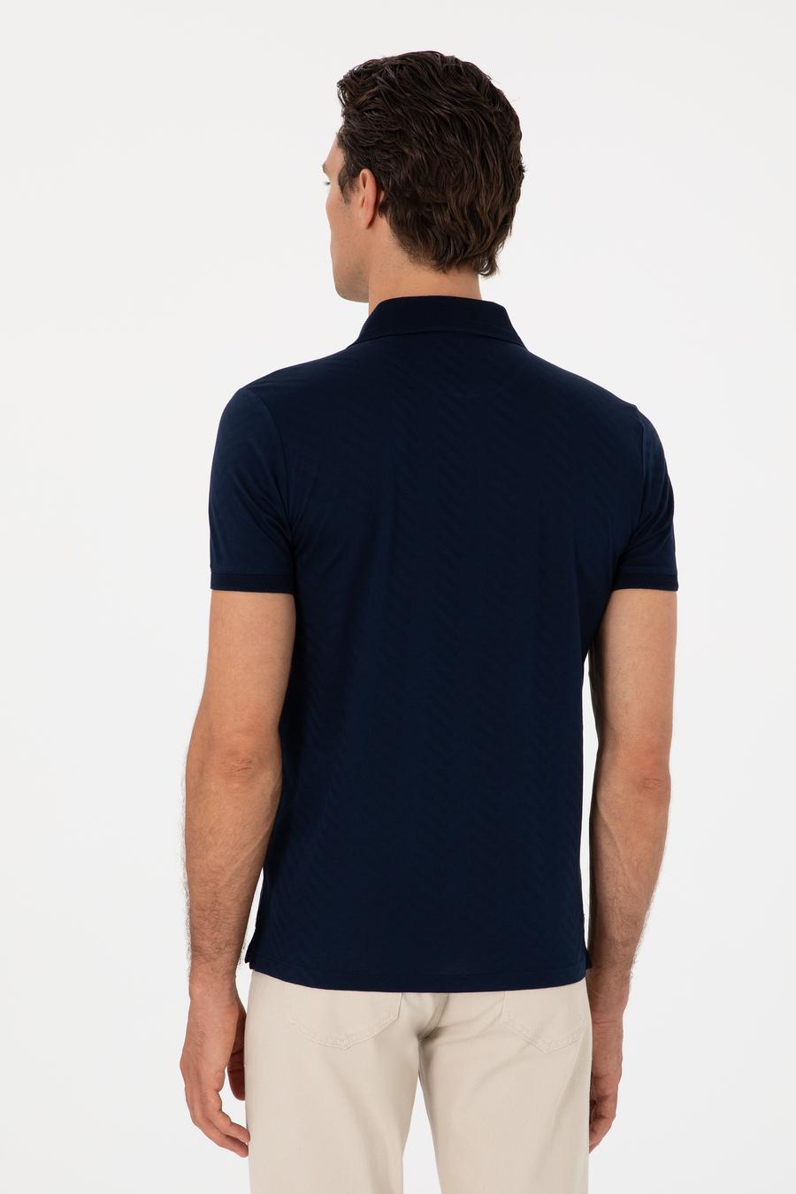 Lacivert Slim Fit Desenli Polo Yaka T-shirt - 50300721029