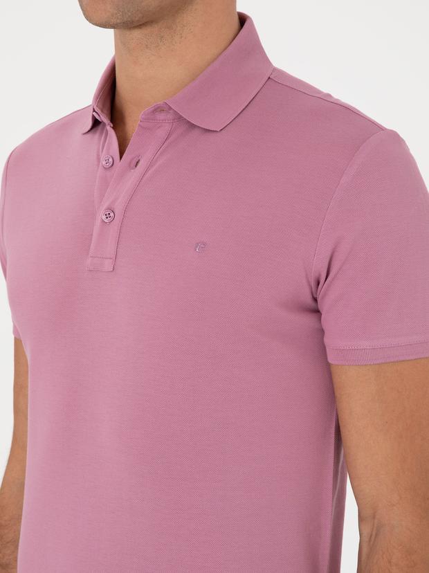 Gül Kurusu Slim Fit Polo Yaka Pamuklu Basic T-shirt