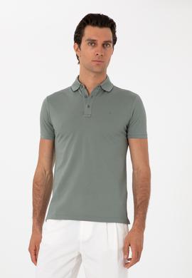 Çağla Yeşili Slim Fit Polo Yaka Pamuklu Basic T-shirt