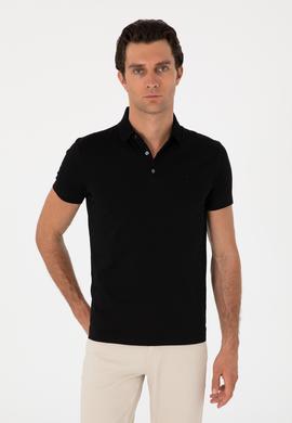Siyah Slim Fit %100 Pamuk Polo Yaka T-shirt