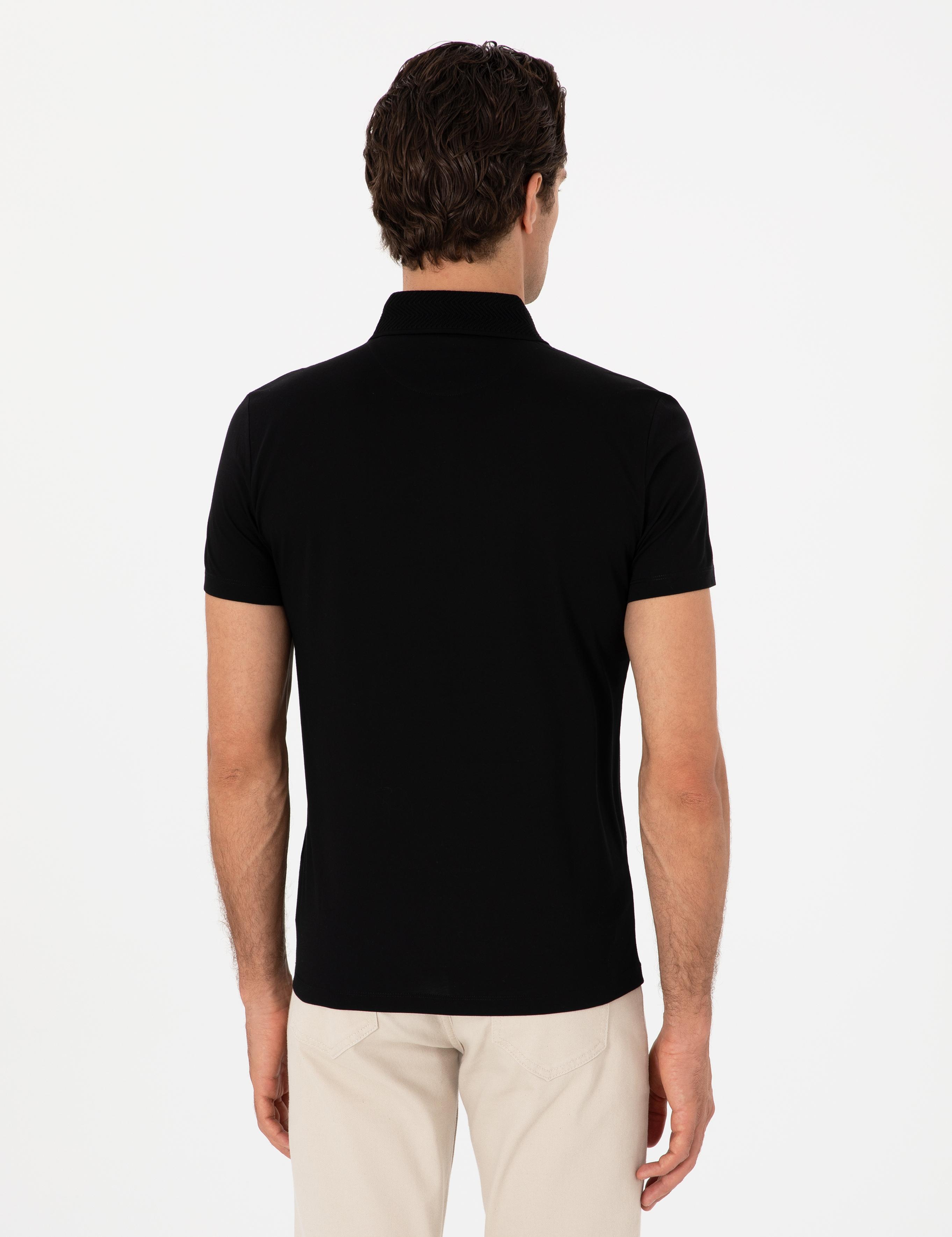 Siyah Slim Fit %100 Pamuk Polo Yaka T-shirt - 50300690003