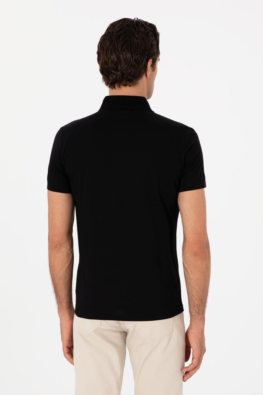 Siyah Slim Fit %100 Pamuk Polo Yaka T-shirt - 50300690003