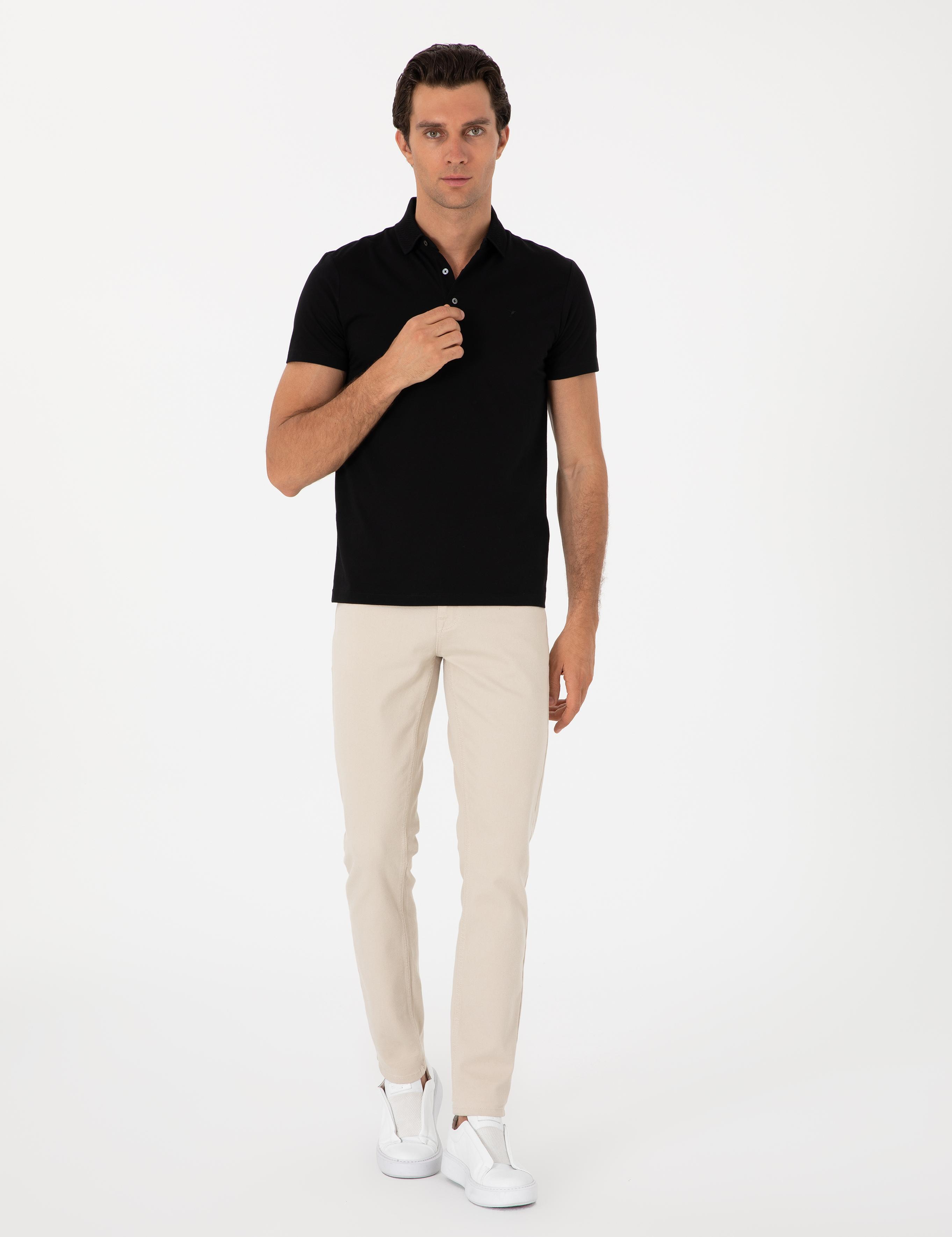 Siyah Slim Fit %100 Pamuk Polo Yaka T-shirt - 50300690003