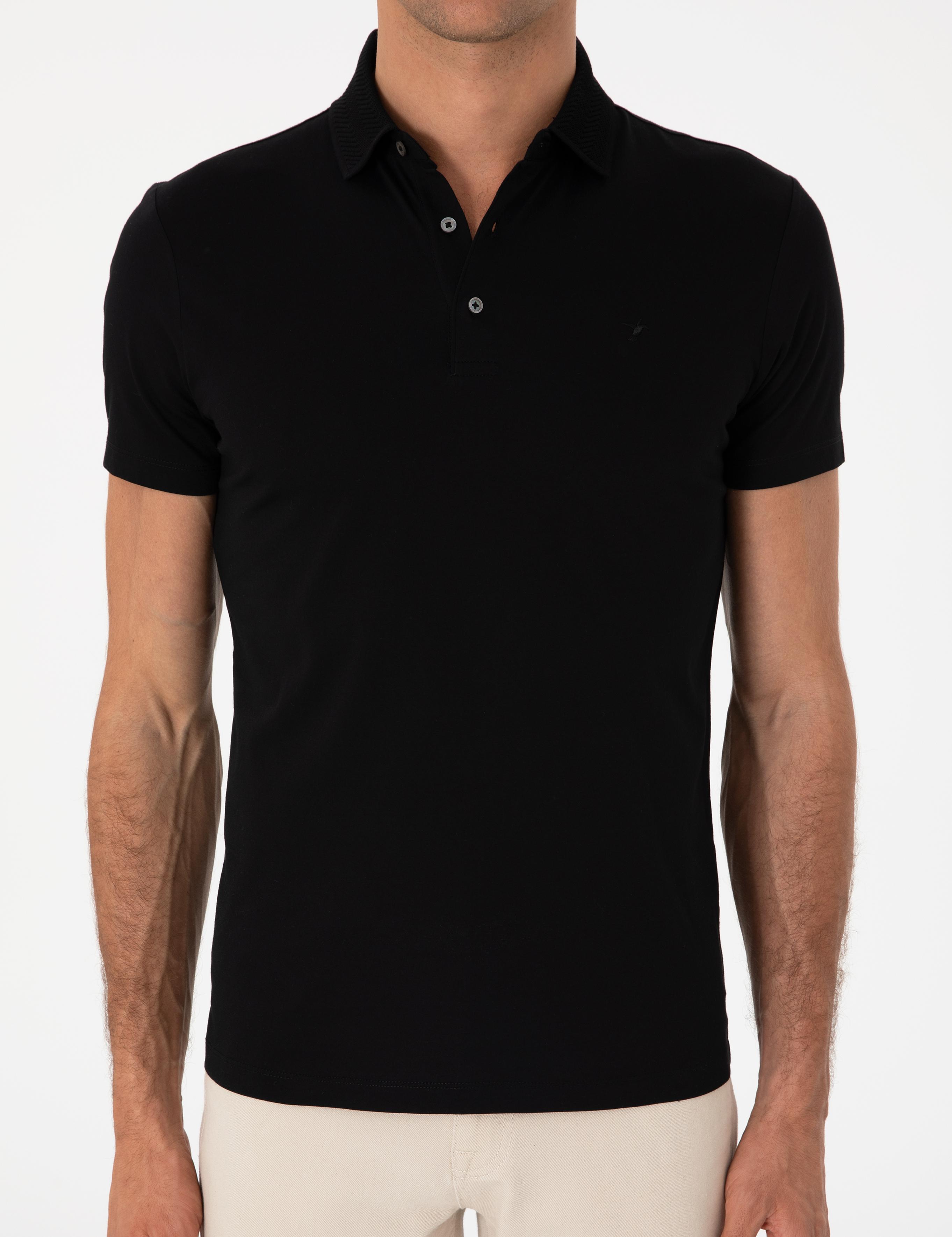 Siyah Slim Fit %100 Pamuk Polo Yaka T-shirt - 50300690003