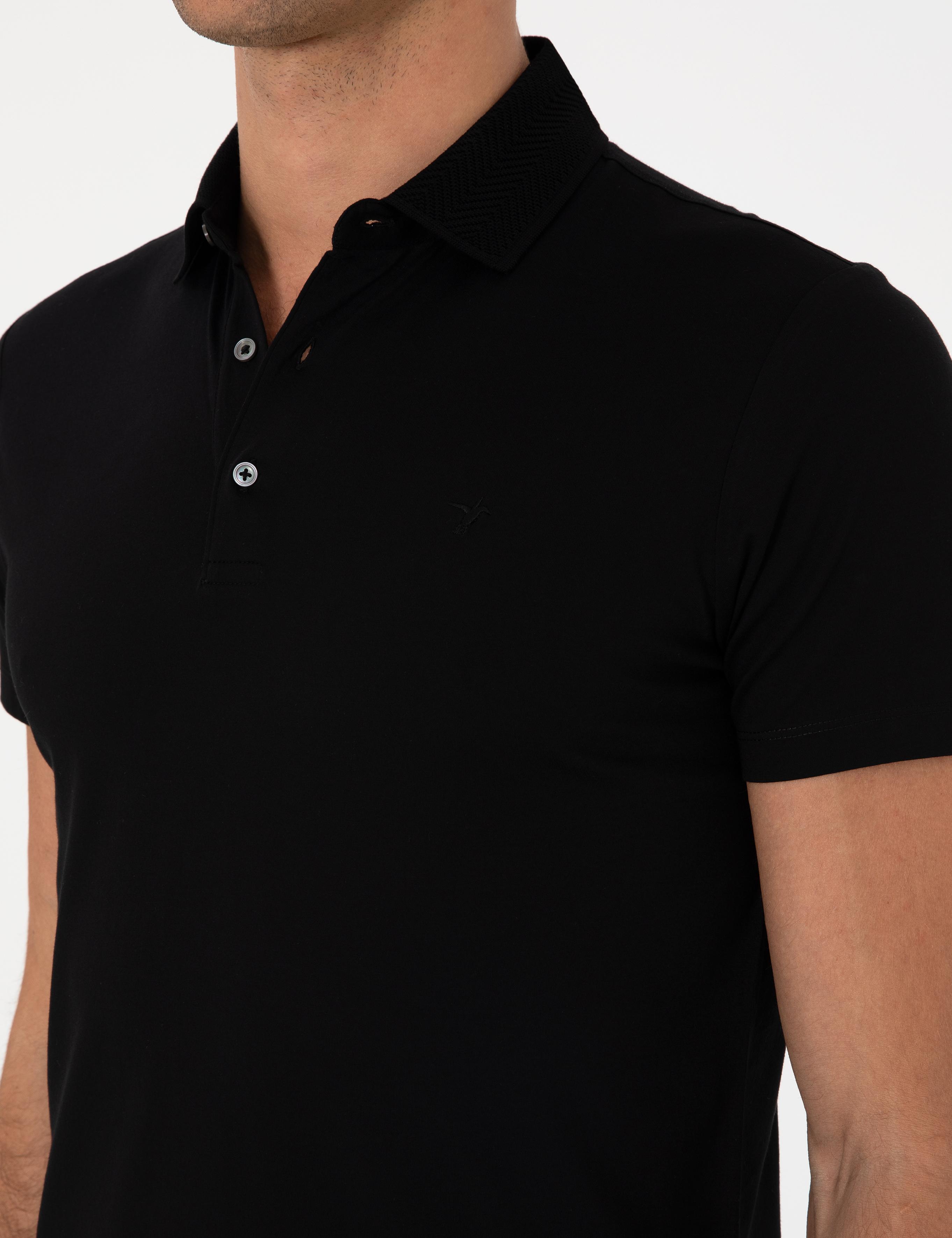 Siyah Slim Fit %100 Pamuk Polo Yaka T-shirt - 50300690003