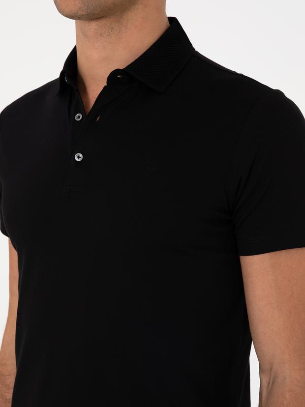 Siyah Slim Fit %100 Pamuk Polo Yaka T-shirt