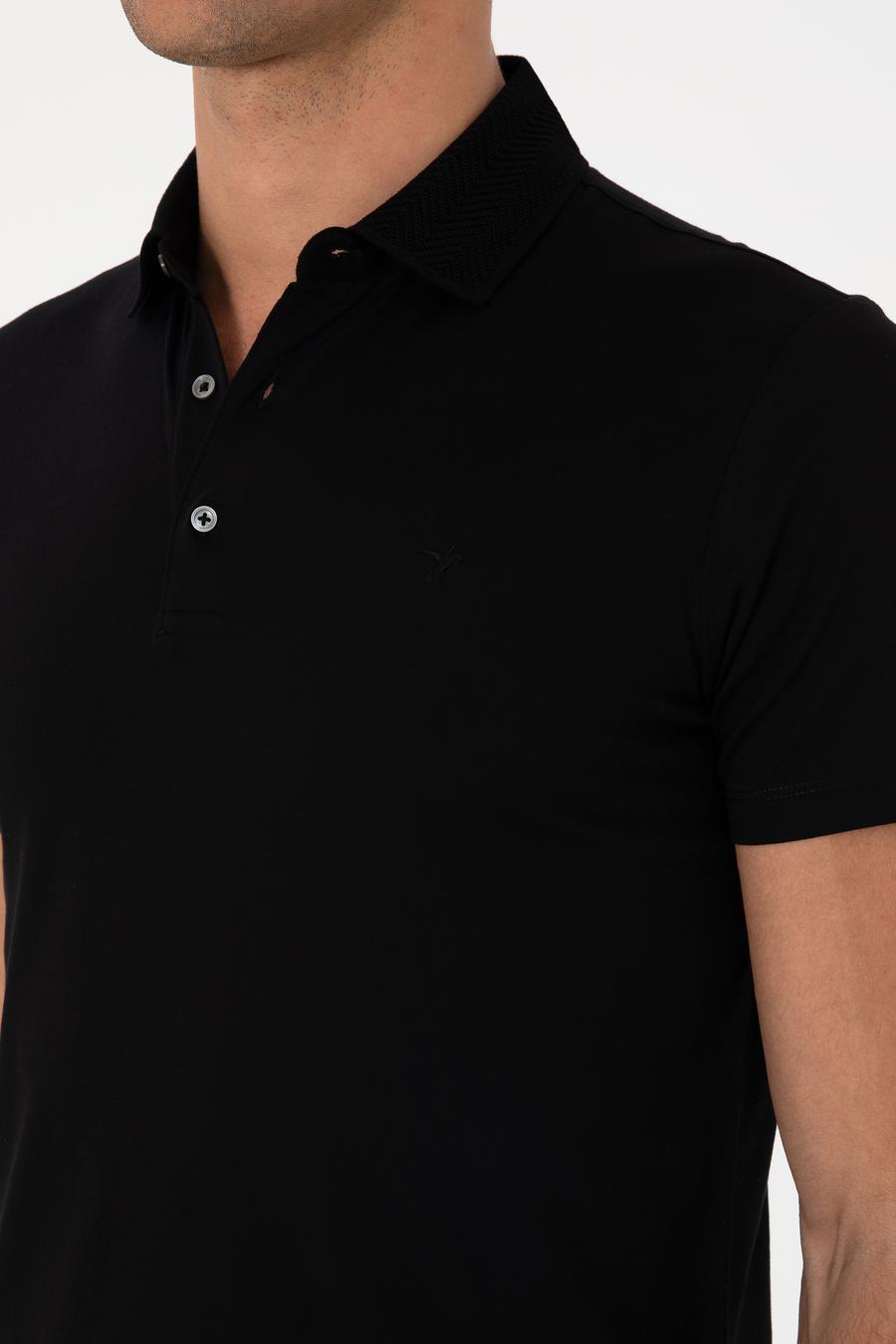 Siyah Slim Fit %100 Pamuk Polo Yaka T-shirt - 50300690003