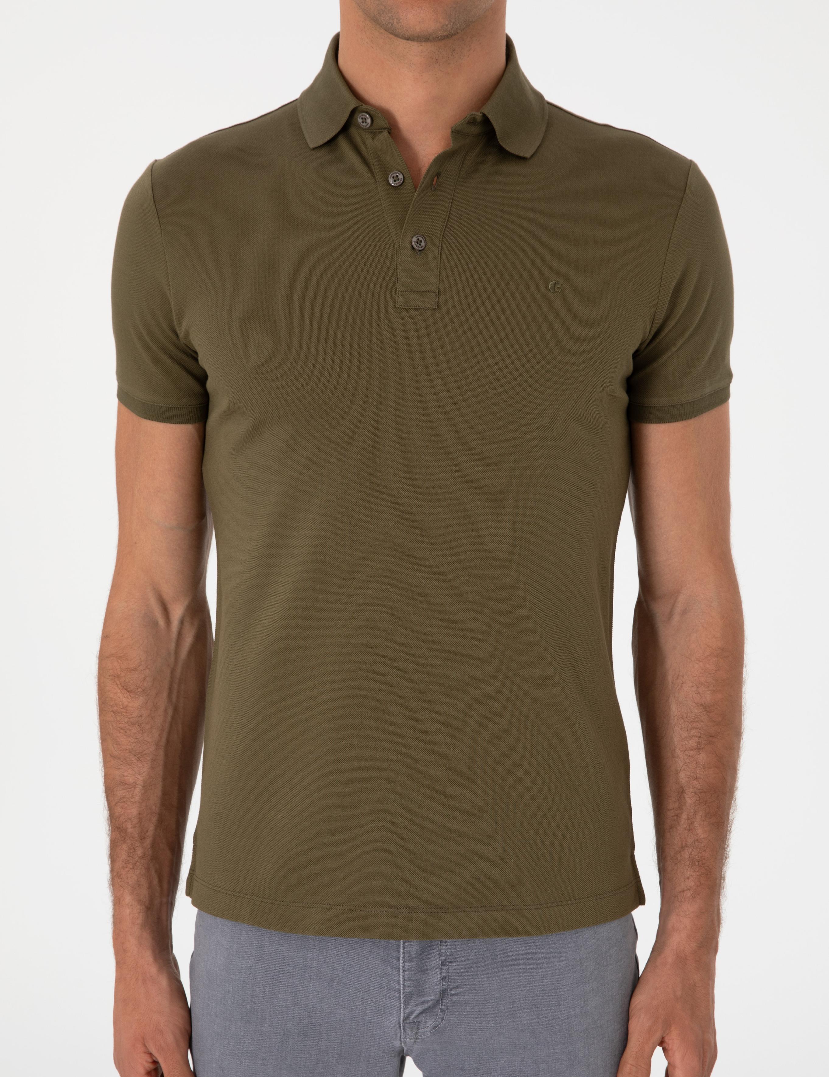 Haki Slim Fit %100 Pamuk Polo Yaka T-shirt - 50300934073
