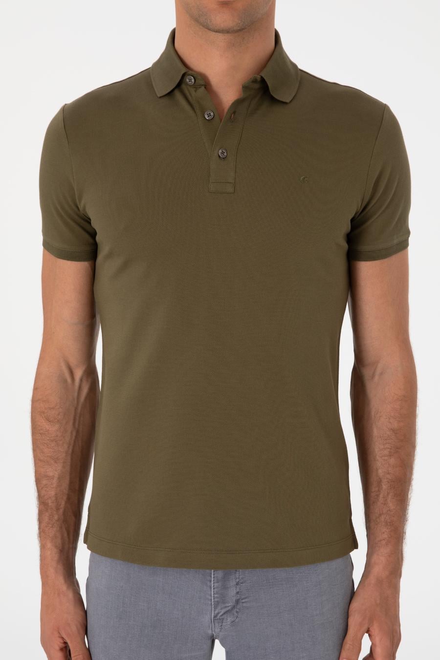 Haki Slim Fit %100 Pamuk Polo Yaka T-shirt - 50300934073