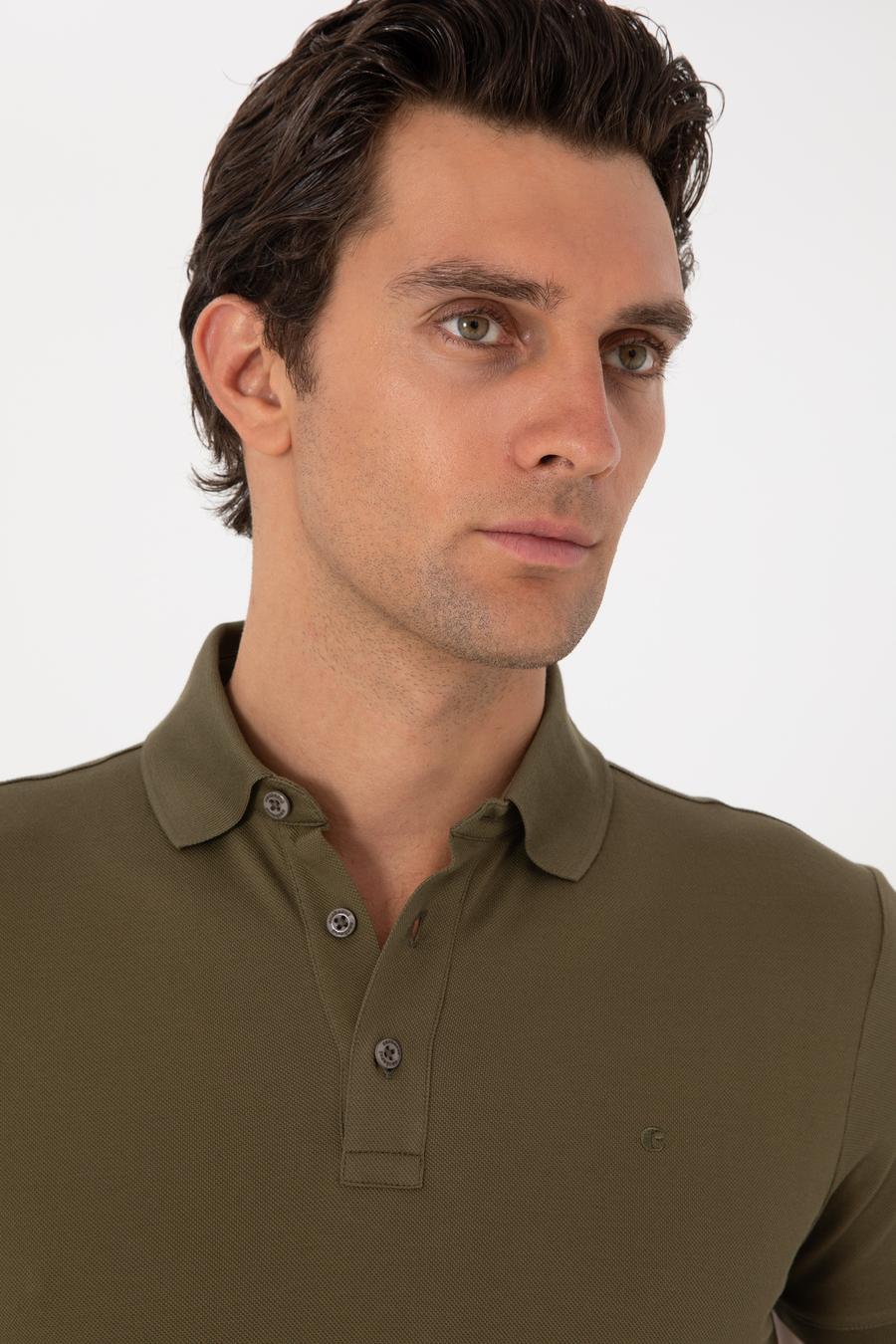 Haki Slim Fit %100 Pamuk Polo Yaka T-shirt - 50300934073