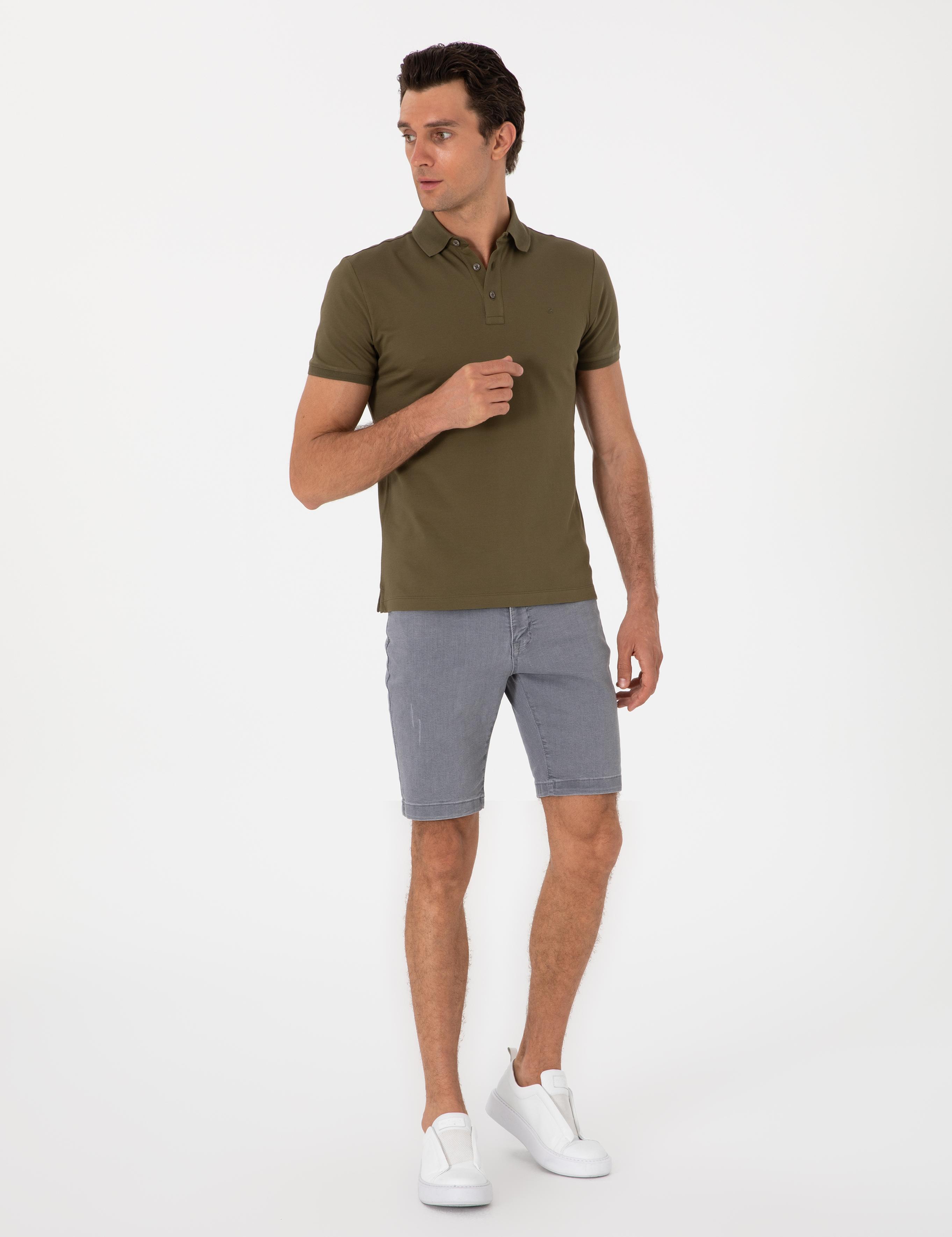 Haki Slim Fit %100 Pamuk Polo Yaka T-shirt - 50300934073