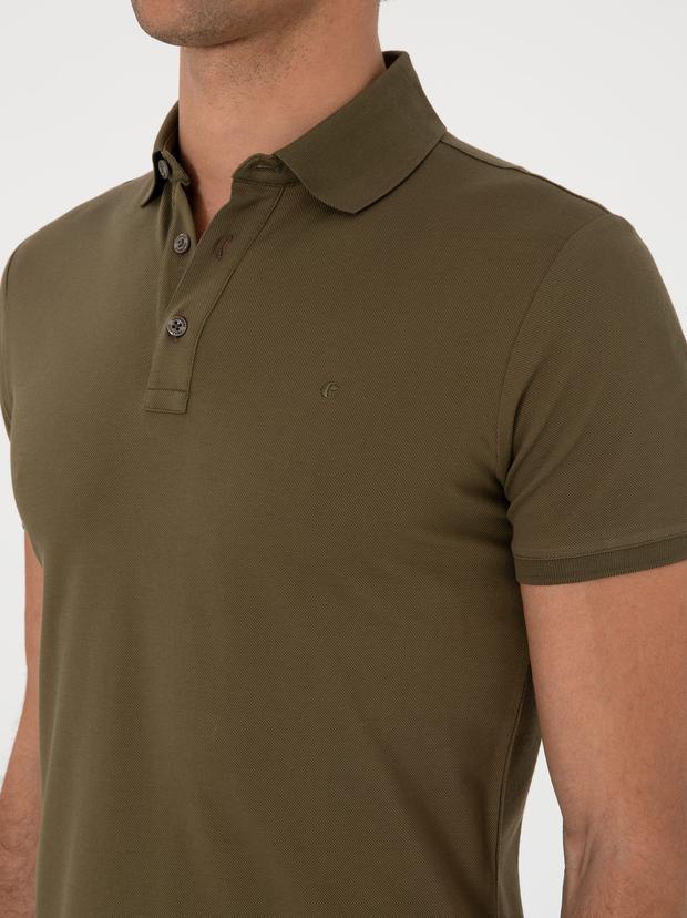 Haki Slim Fit %100 Pamuk Polo Yaka T-shirt