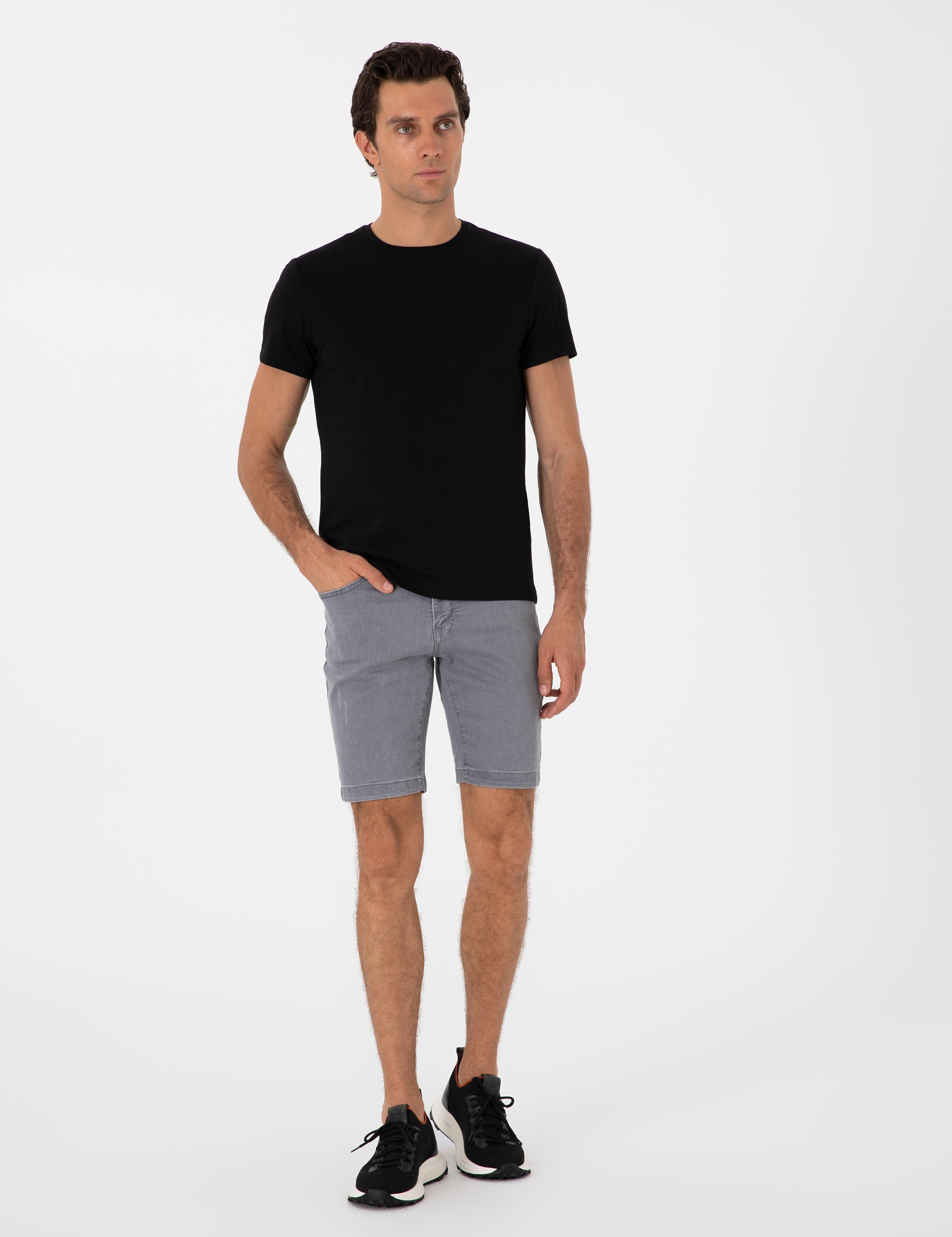 Siyah Slim Fit Bisiklet Yaka T-shirt - 50300699005