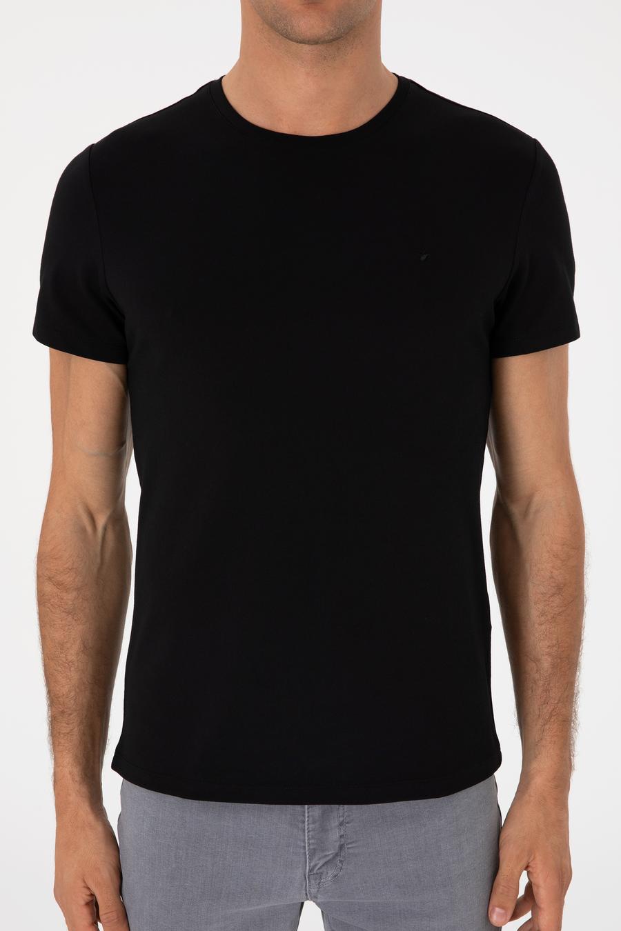 Siyah Slim Fit Bisiklet Yaka T-shirt - 50300699005