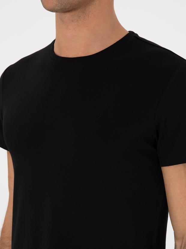 Siyah Slim Fit Bisiklet Yaka T-shirt