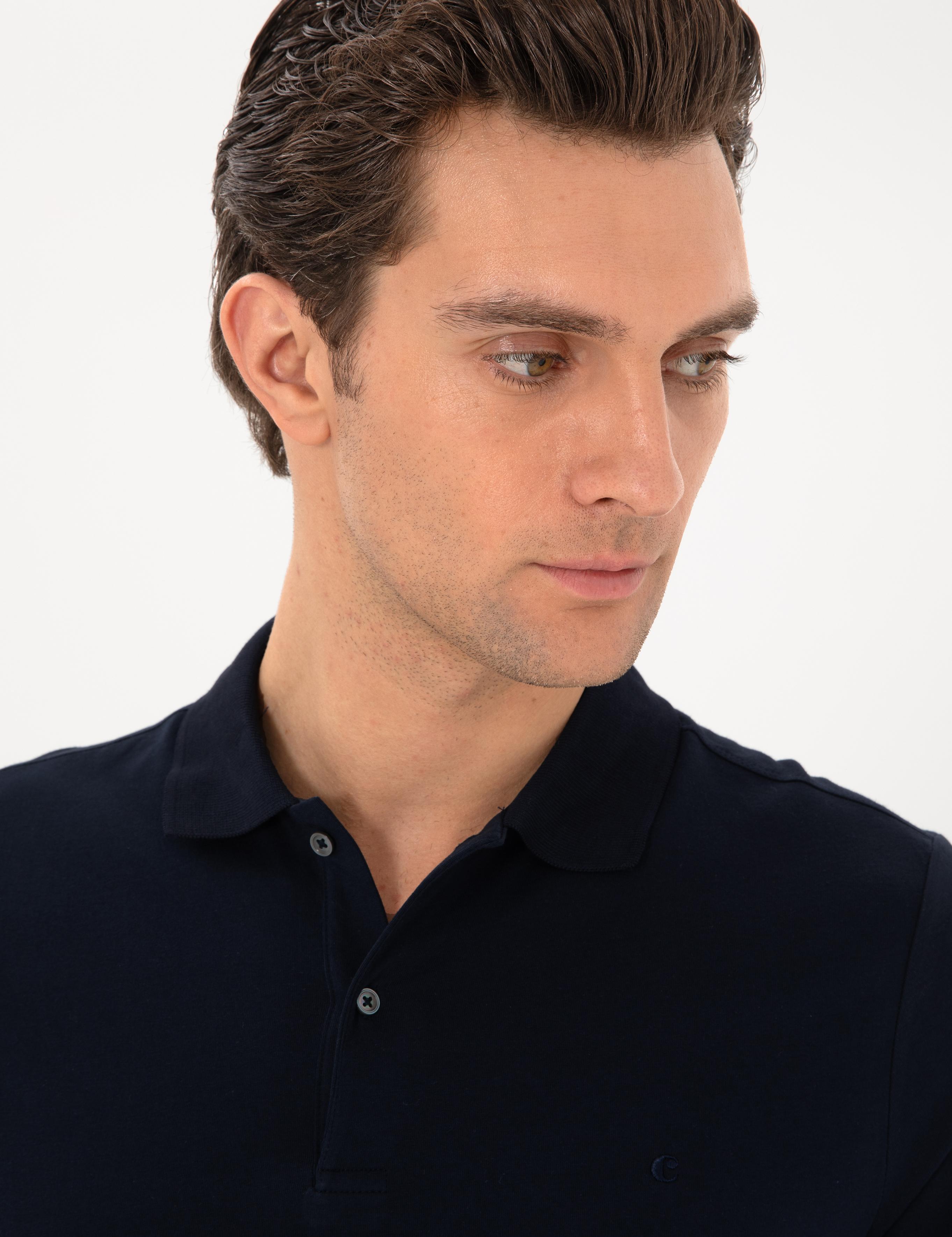 Lacivert Slim Fit Pamuk Polo Yaka T-shirt - 50300716046