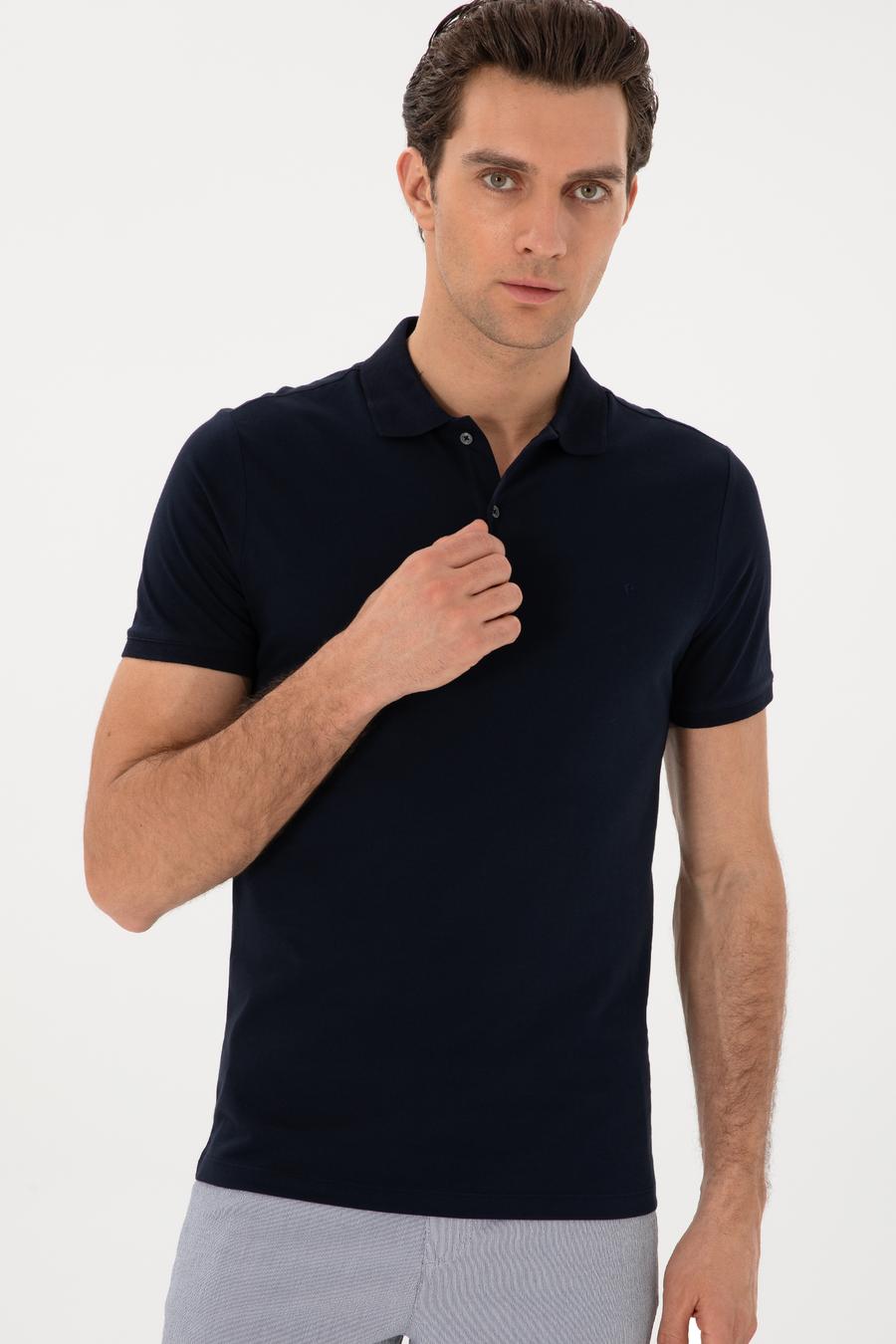 Lacivert Slim Fit Pamuk Polo Yaka T-shirt - 50300716046